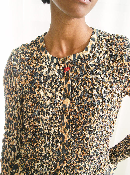 Elliana Smocked Cardi - Leopard