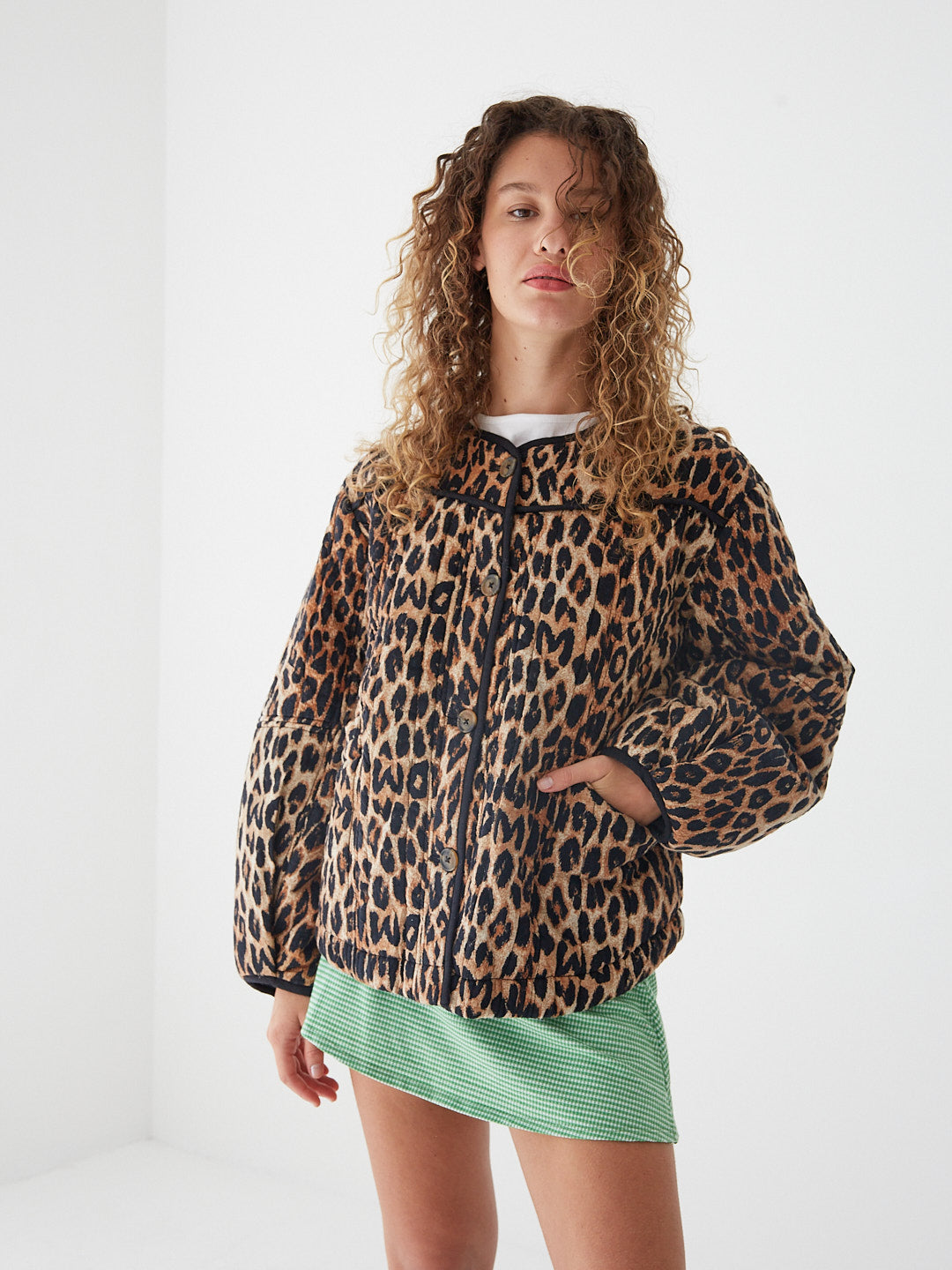 Macey Quilted Jacket - Leopard
