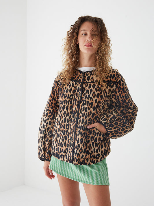 Macey Quilted Jacket - Leopard