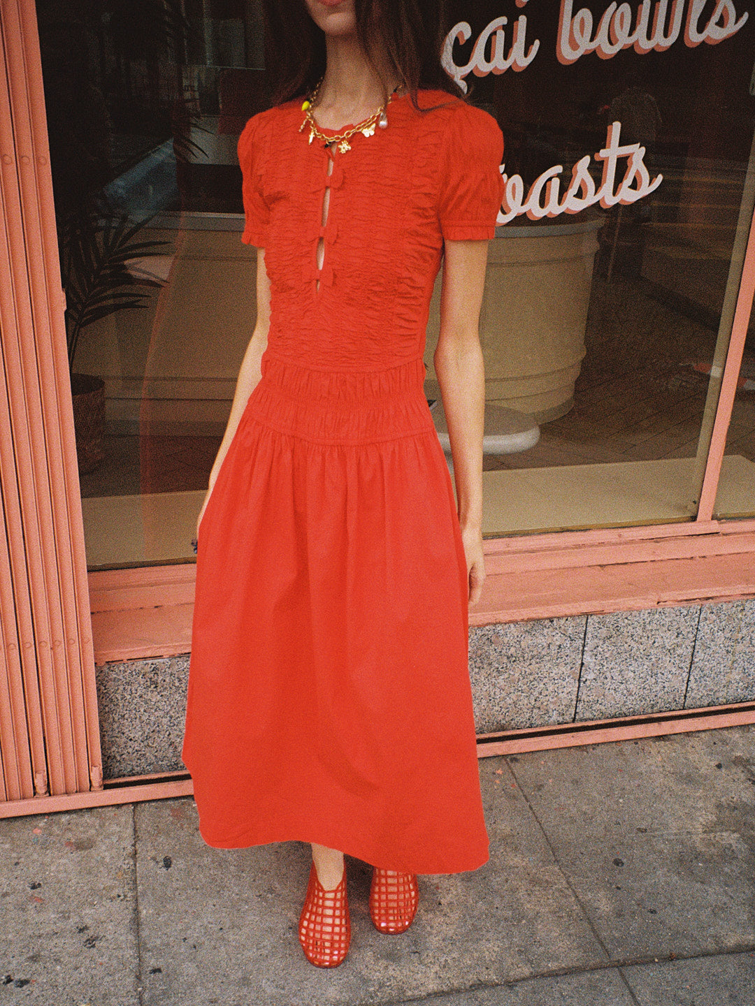 Saffy Midi Dress - Red Alert