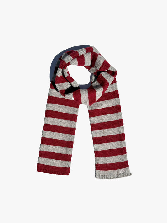 Stripe Skinny Scarf - Burgundy