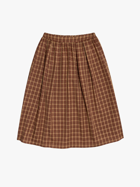 Irene Midi Skirt - Brown Plaid
