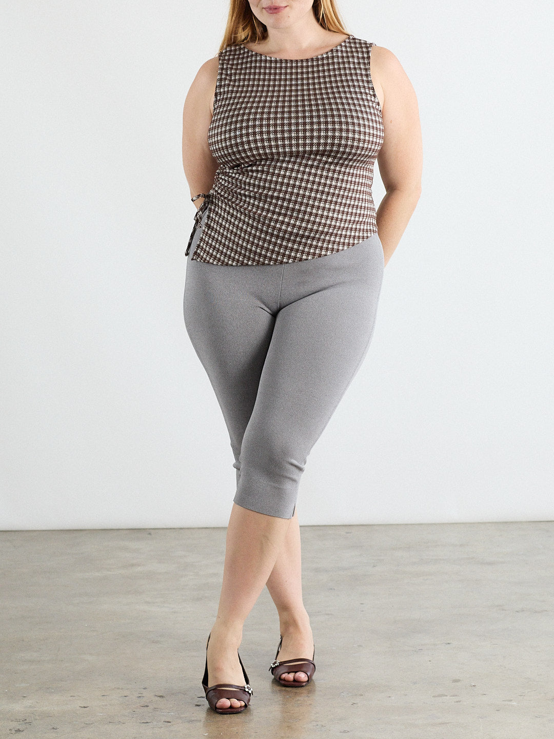 ◆ojos◆ Strap Trimming Capri Pants Grey 24HS-PT02-GR HDE Pull On Capri Pants for Women 21
