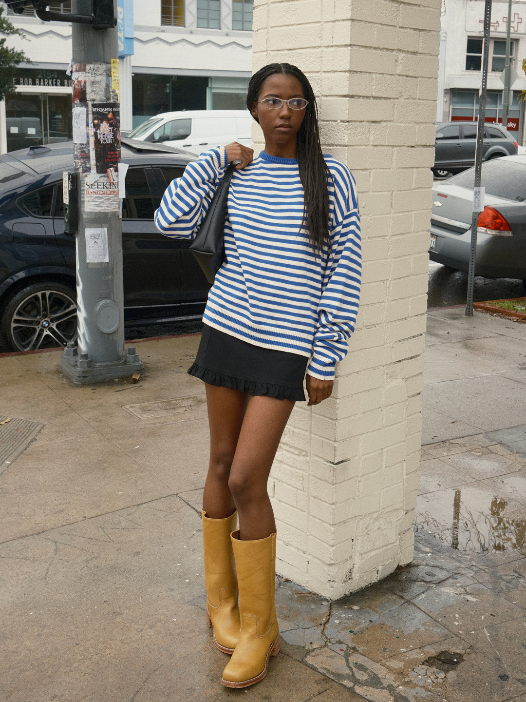 "I Can't Believe it's Not Vintage" Crewneck - Blue Stripe