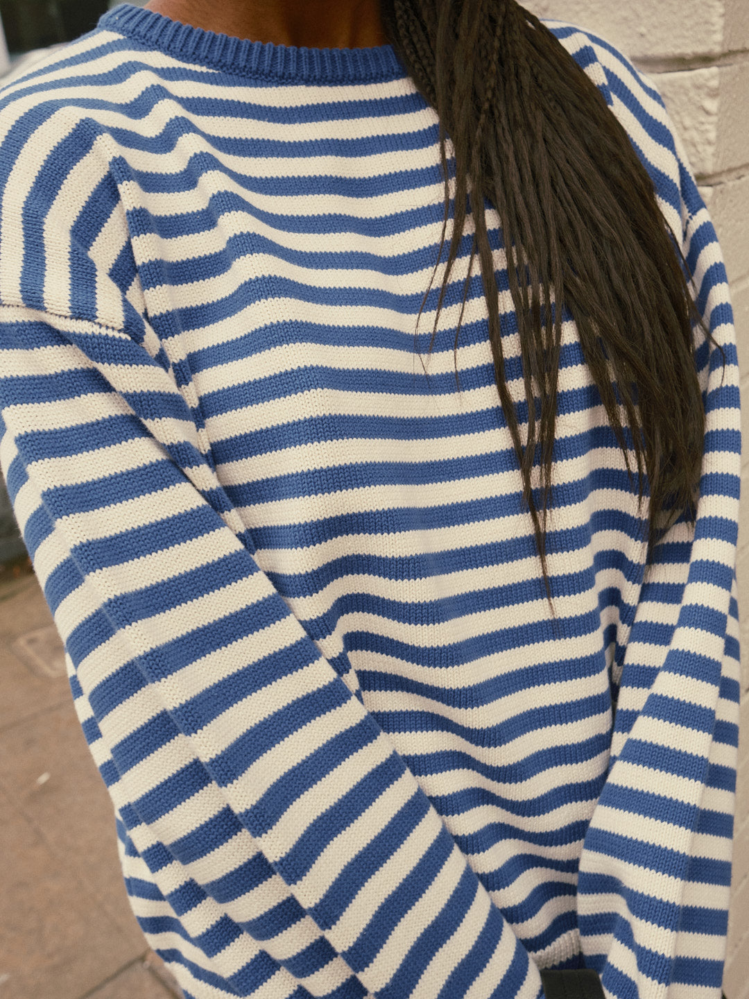 "I Can't Believe it's Not Vintage" Crewneck - Blue Stripe
