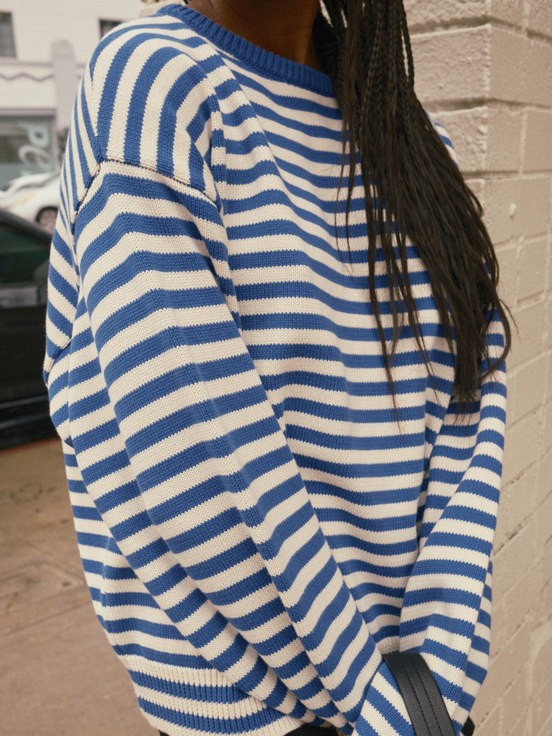 "I Can't Believe it's Not Vintage" Crewneck - Blue Stripe