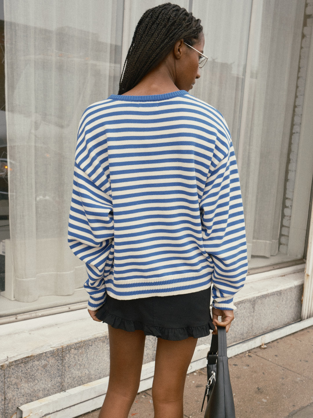 "I Can't Believe it's Not Vintage" Crewneck - Blue Stripe