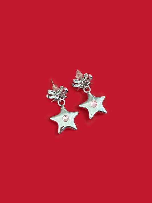 Bellatrix Pink Star Earrings - Silver