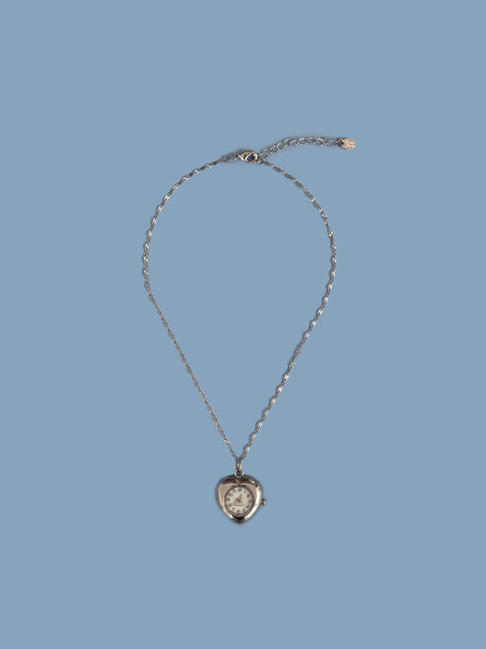 5 Min Away Watch Necklace - Silver