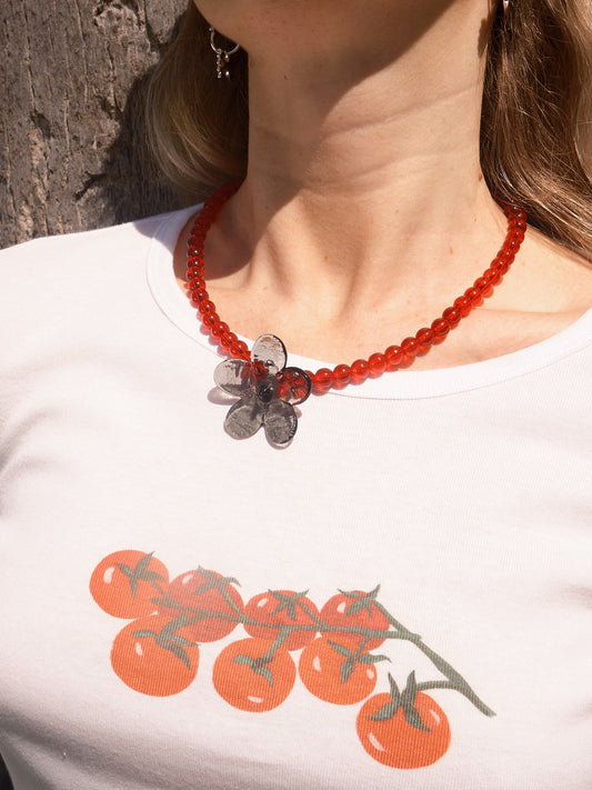 Flor Necklace - Black/Red