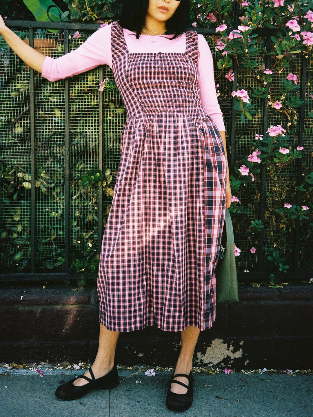 Mallory Midi Dress - Magenta Check