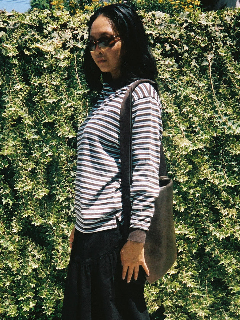 Remie Rugby Shirt - Chocolate/Blue Stripe