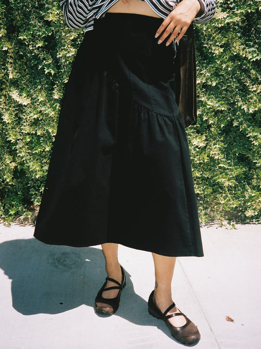 Maeve Midi Skirt - Caviar Twill