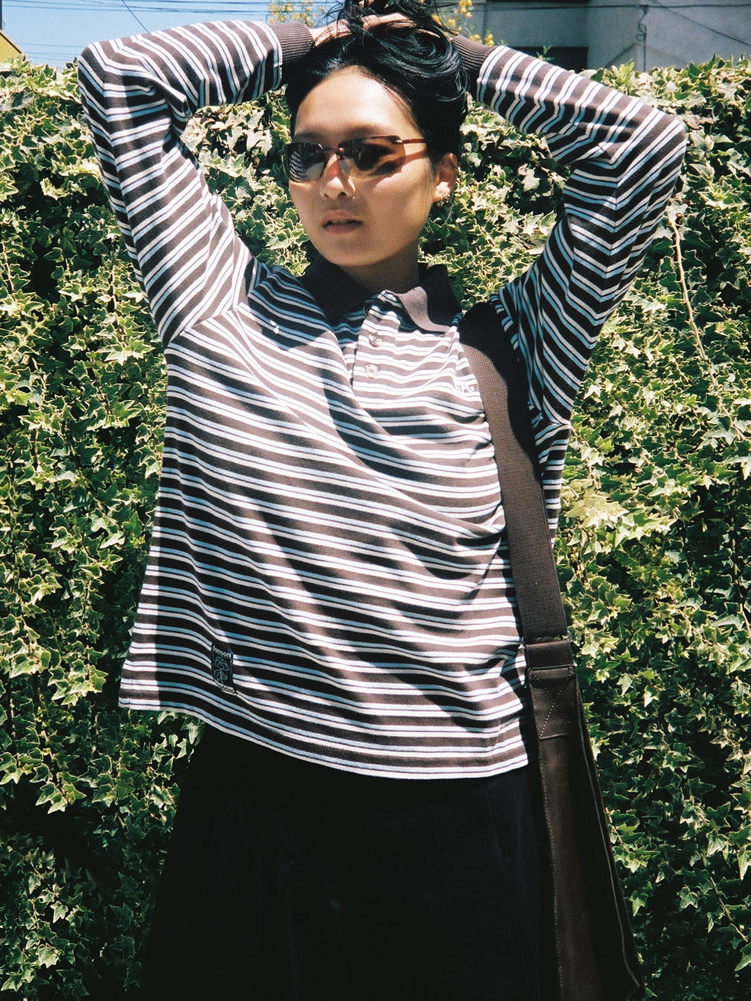 Remie Rugby Shirt - Chocolate/Blue Stripe