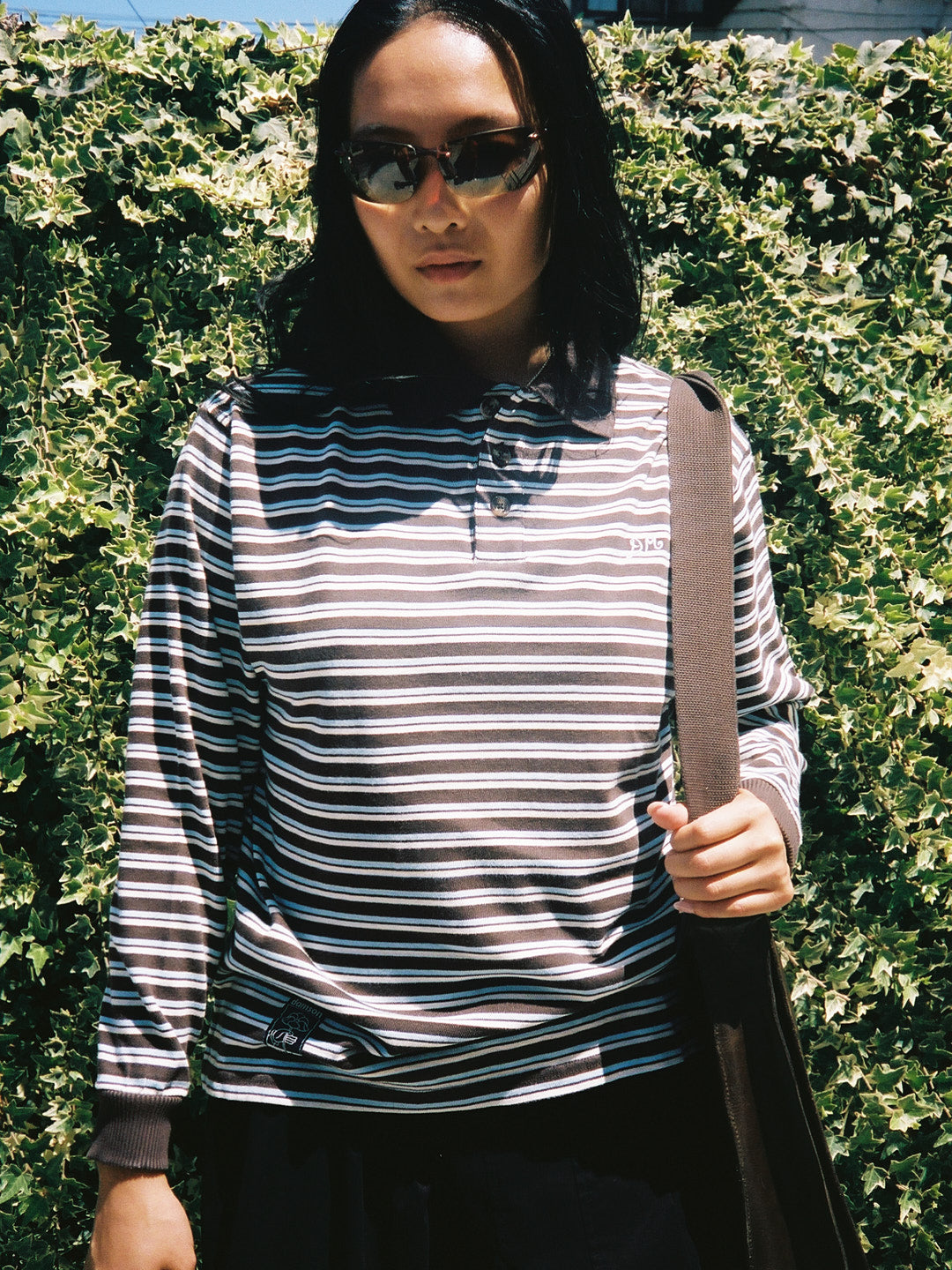 Remie Rugby Shirt - Chocolate/Blue Stripe