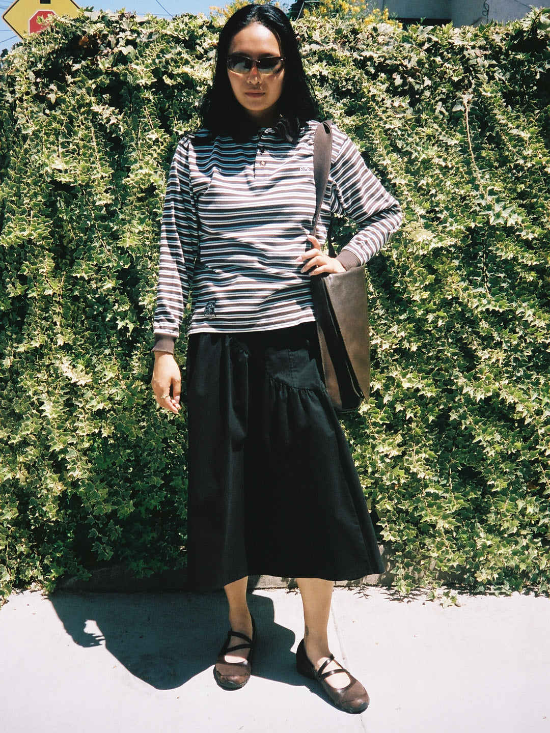 Remie Rugby Shirt - Chocolate/Blue Stripe