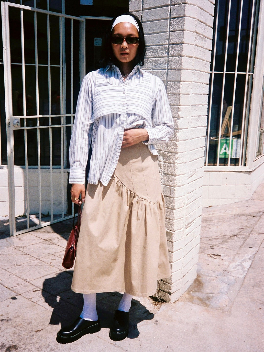 Maeve Midi Skirt - Toast Twill