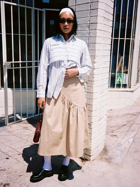 Maeve Midi Skirt - Toast Twill