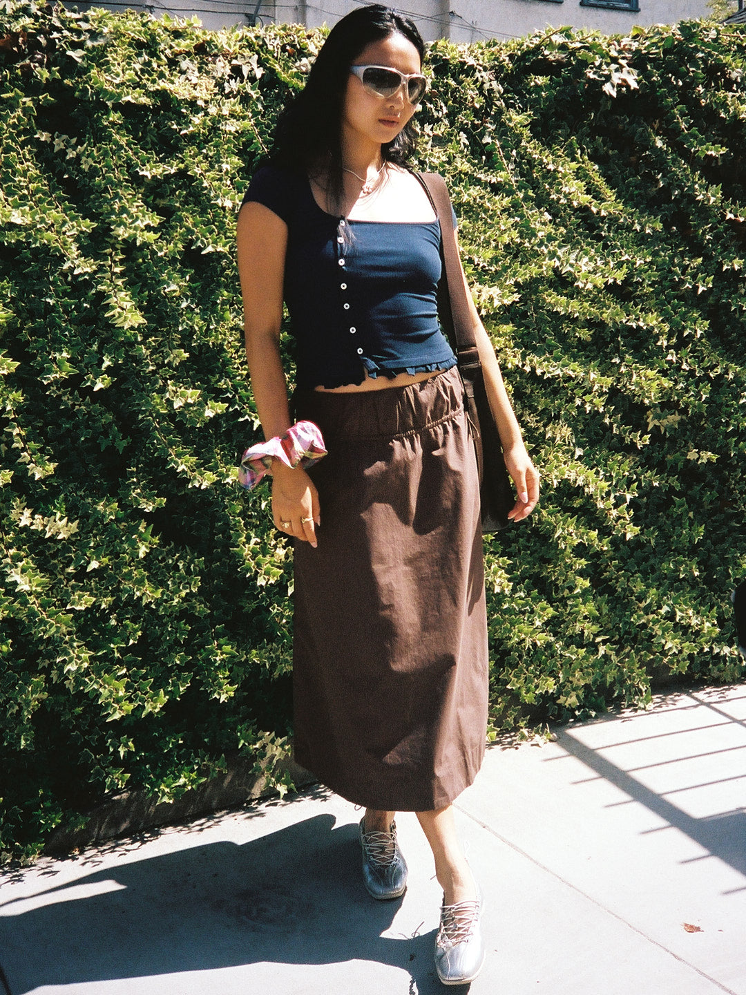 Caspia Volume Midi Skirt - Chocolate