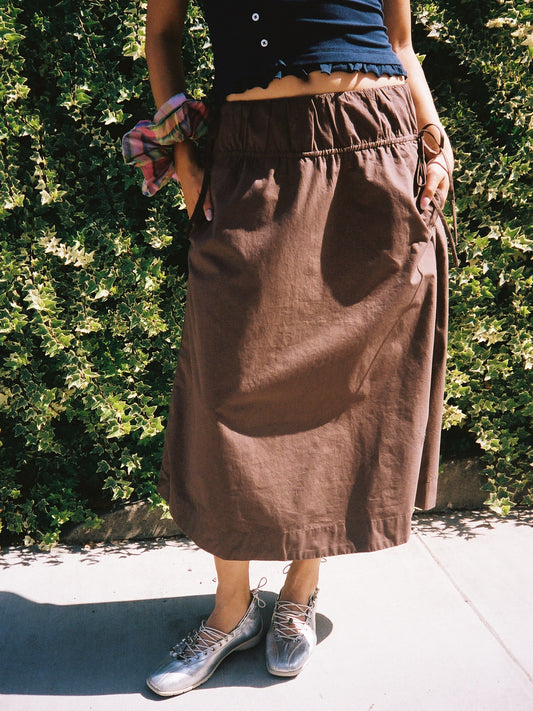 Caspia Volume Midi Skirt - Chocolate