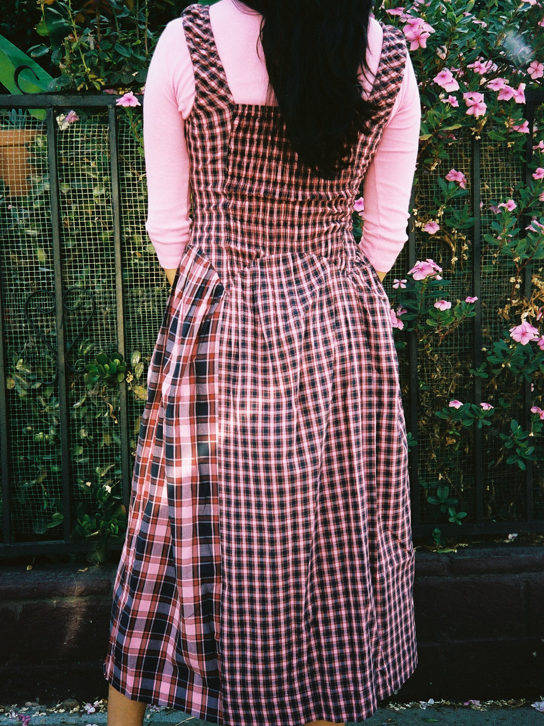 Mallory Midi Dress - Magenta Check
