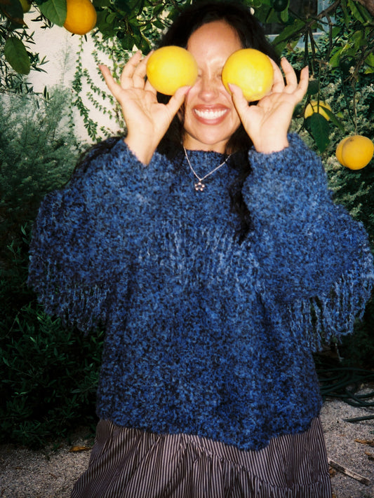 Rowena Fringe Sweater - Salt & Pepper