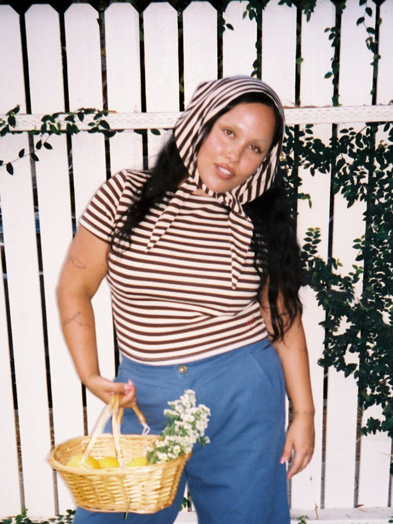 Jude Handkerchief Top - Chocolate Stripe