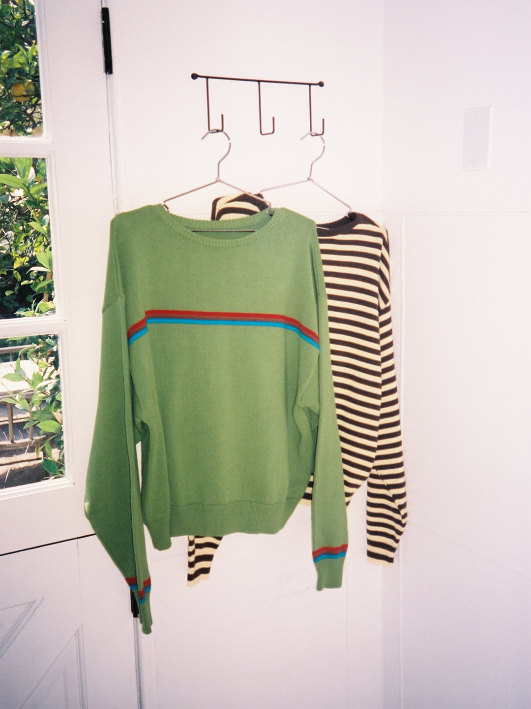 "I Can't Believe it's Not Vintage" Crewneck - Moss Athletic Stripe