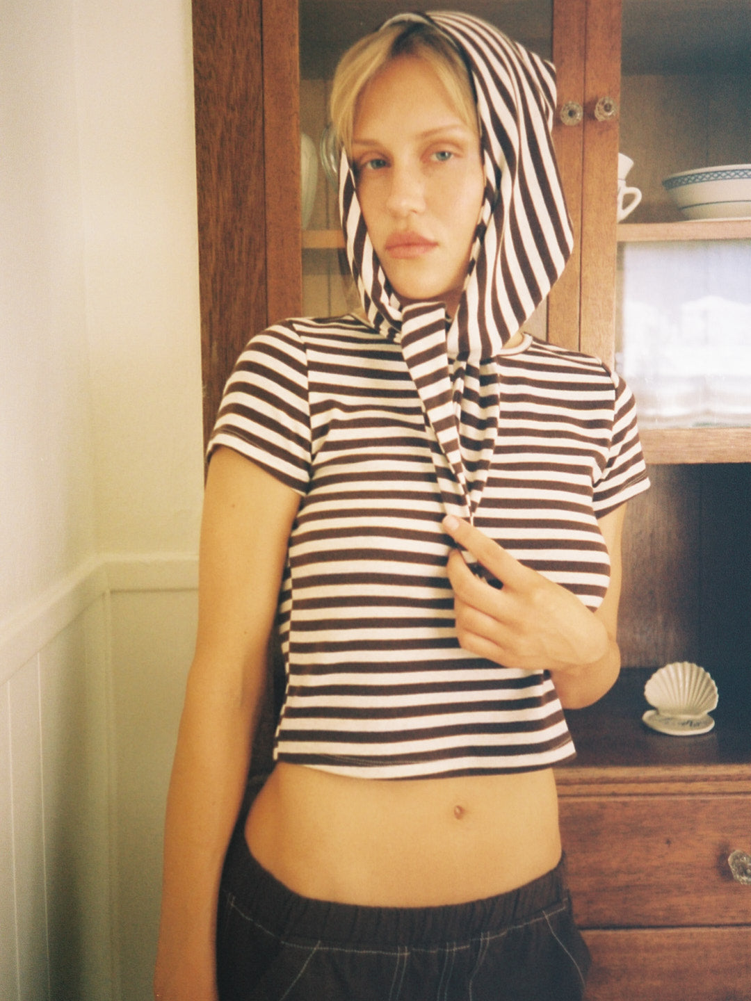 Jude Handkerchief Top - Chocolate Stripe