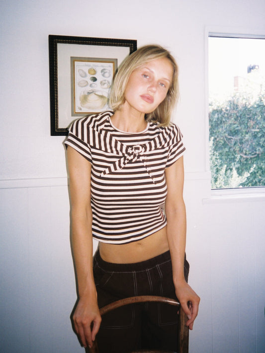 Jude Handkerchief Top - Chocolate Stripe