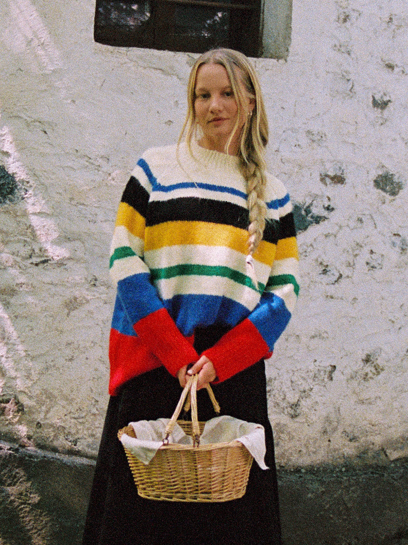 Louise Mockneck Sweater - Primary Stripe