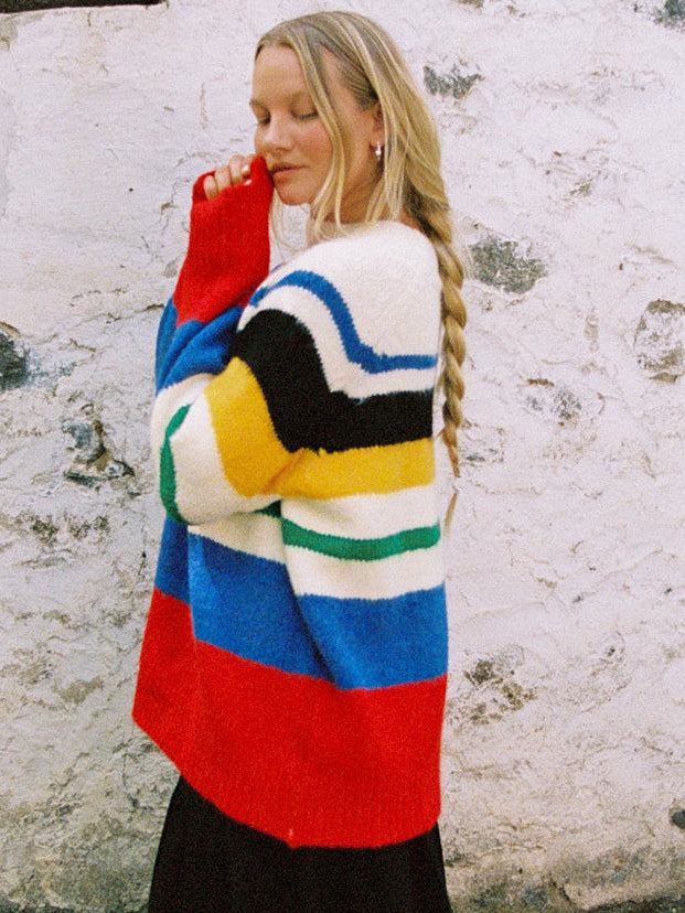Louise Mockneck Sweater - Primary Stripe