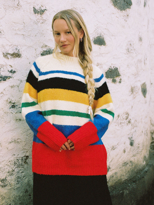 Louise Mockneck Sweater - Primary Stripe