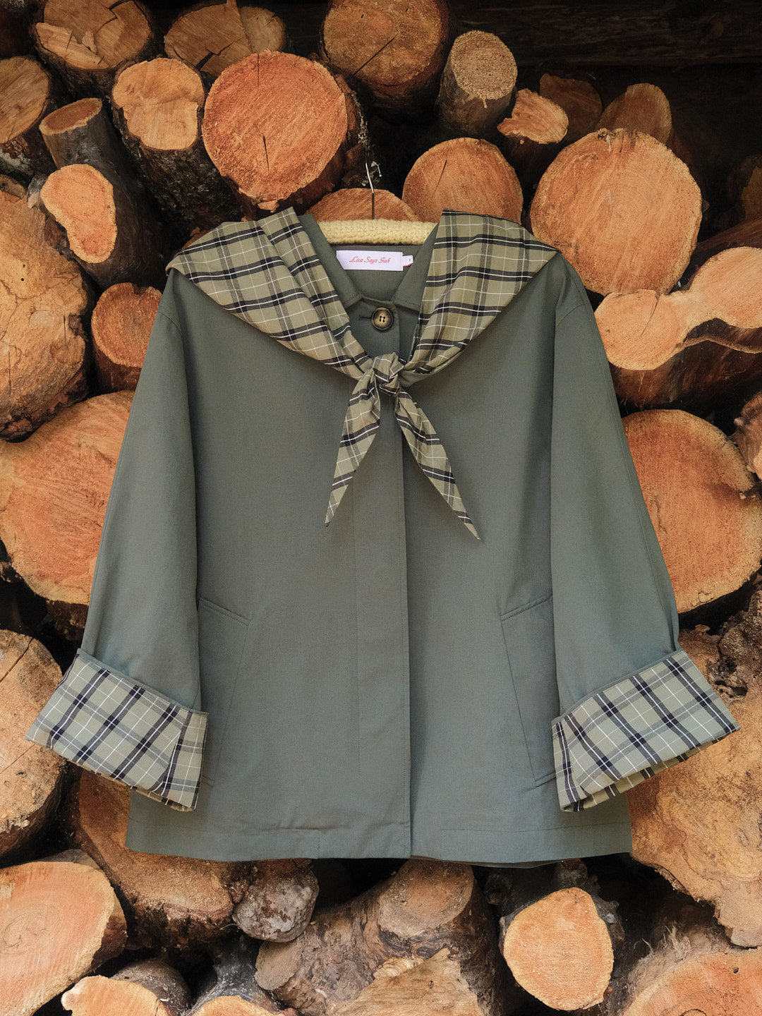 Olson Cropped Trench - Moss Plaid