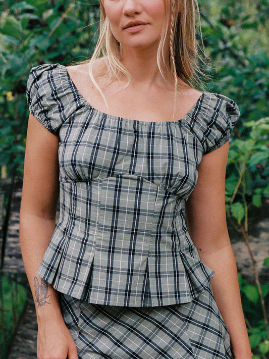 Pat Top - Moss Plaid