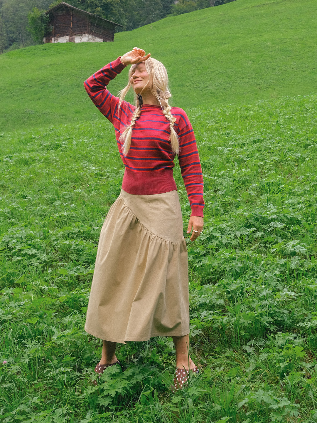 Maeve Midi Skirt - Toast Twill