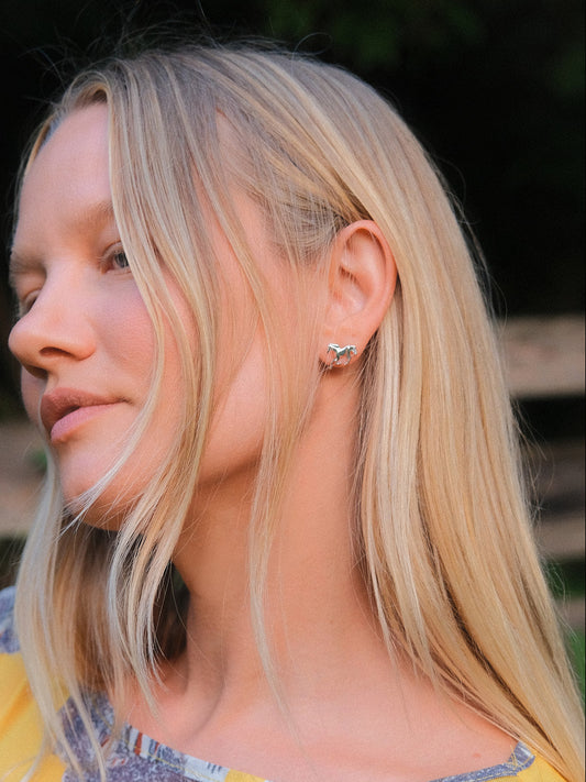 Horse Stud Earrings - Silver