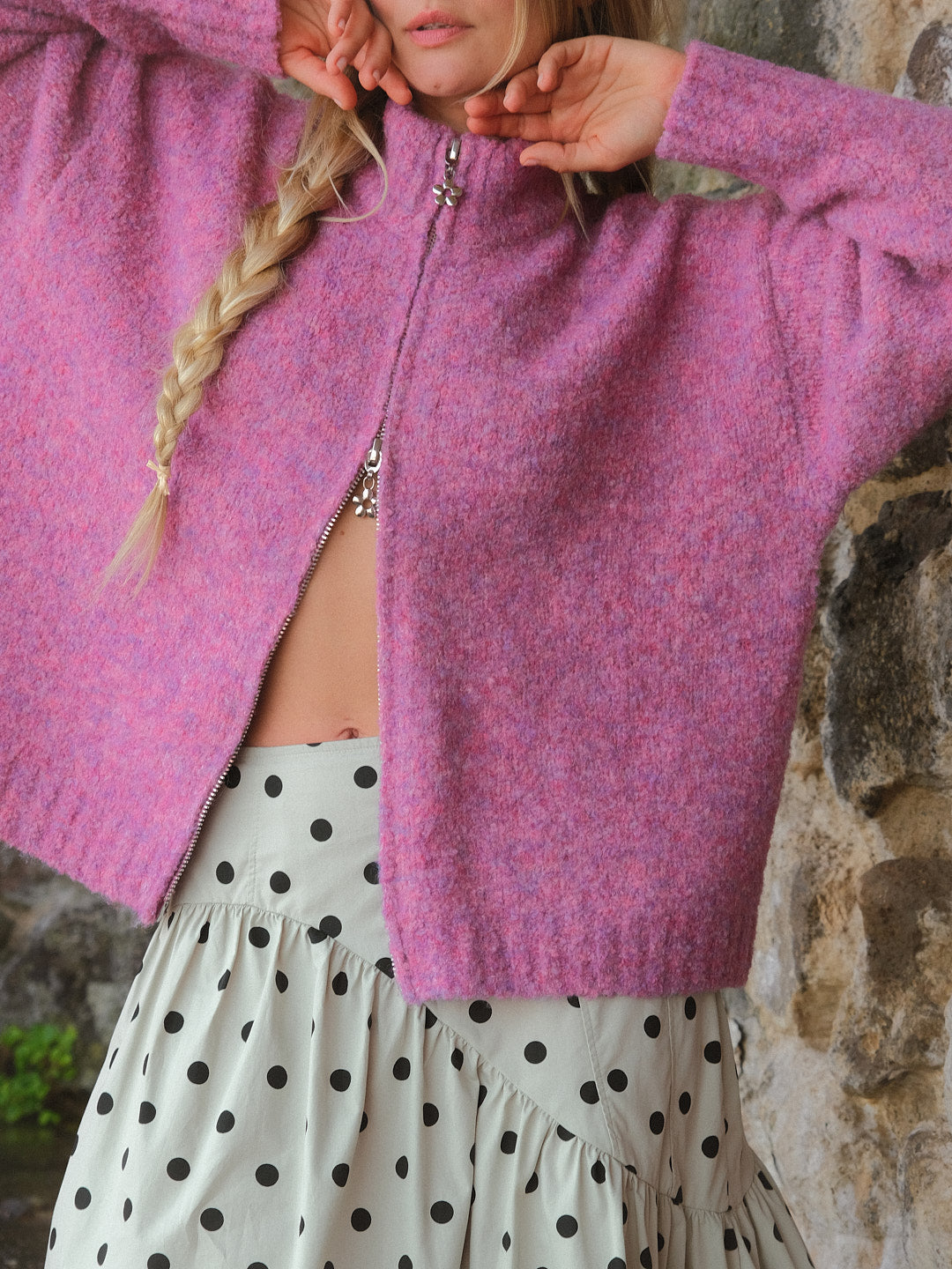 Gemma Zip Up - Pink Marble