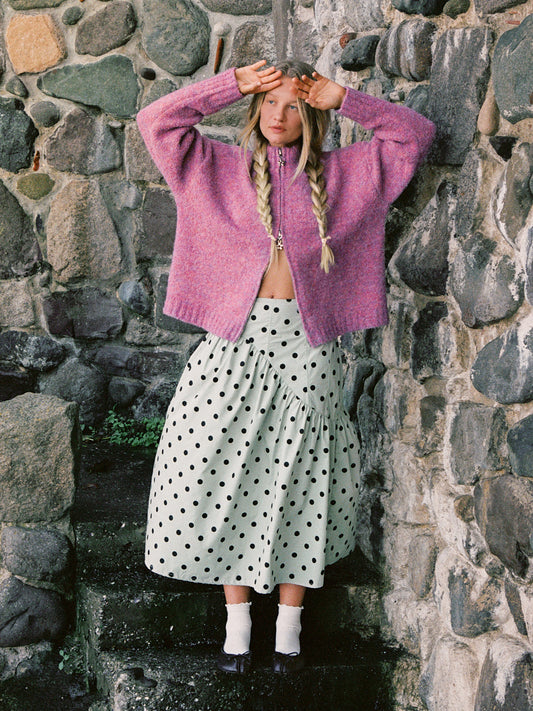 Maeve Midi Skirt - Mint Chip Dot