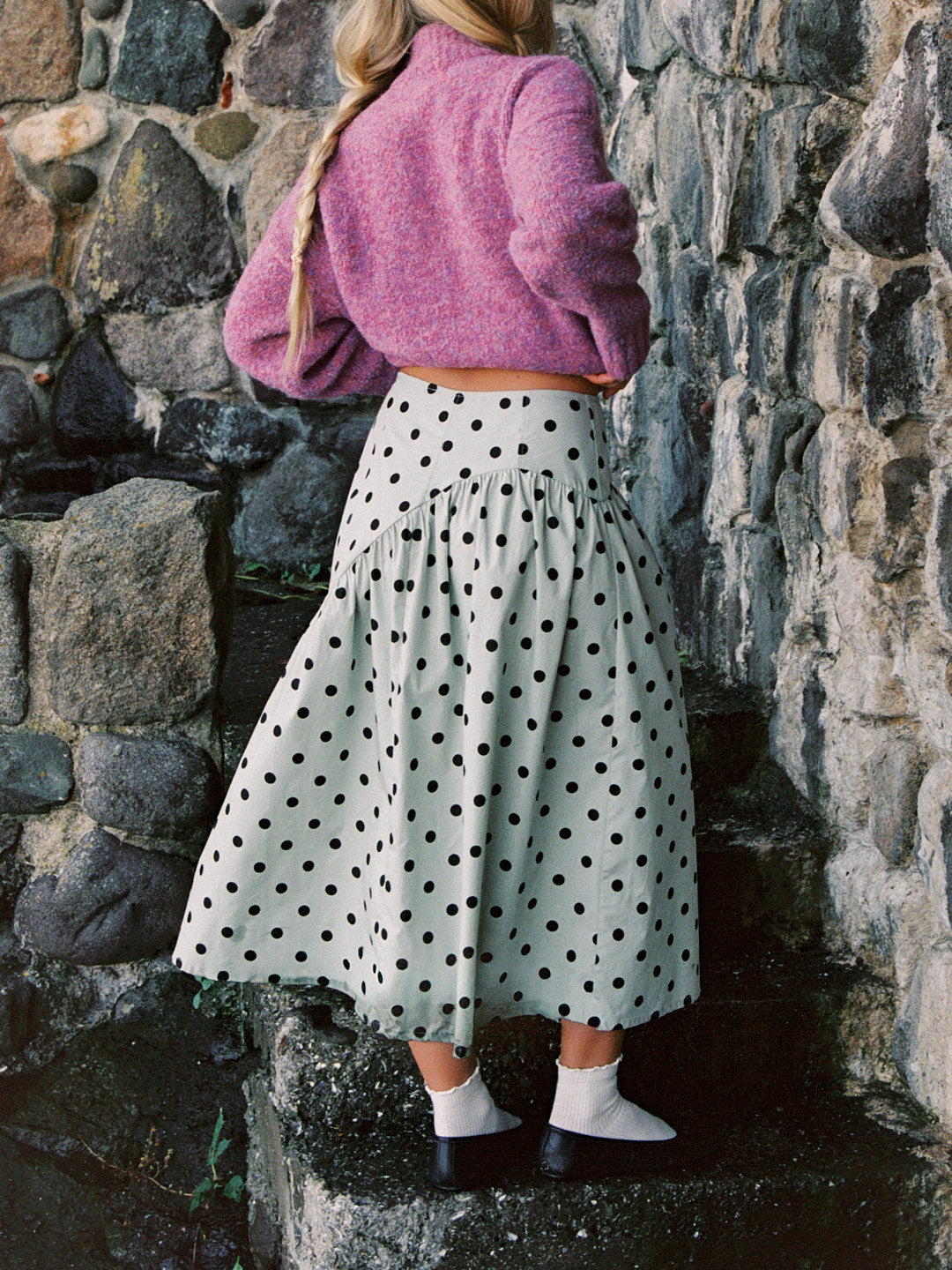 Maeve Midi Skirt - Mint Chip Dot