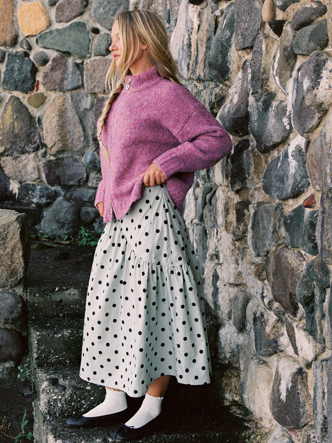 Maeve Midi Skirt - Mint Chip Dot