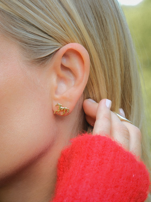 Horse Stud Earrings - Gold