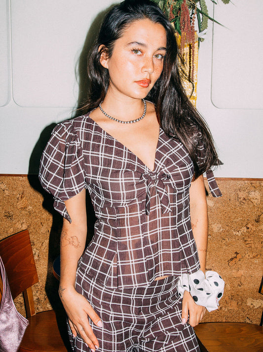 Ariel Top - Espresso Plaid