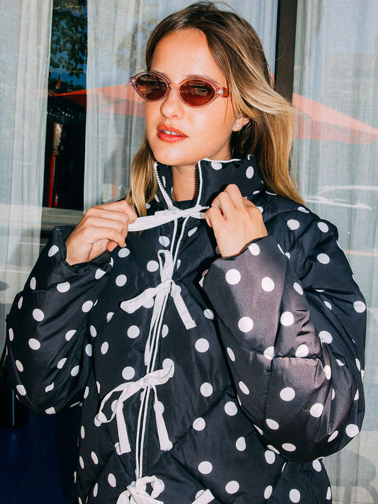 Lady Puffer Jacket - Black Dot