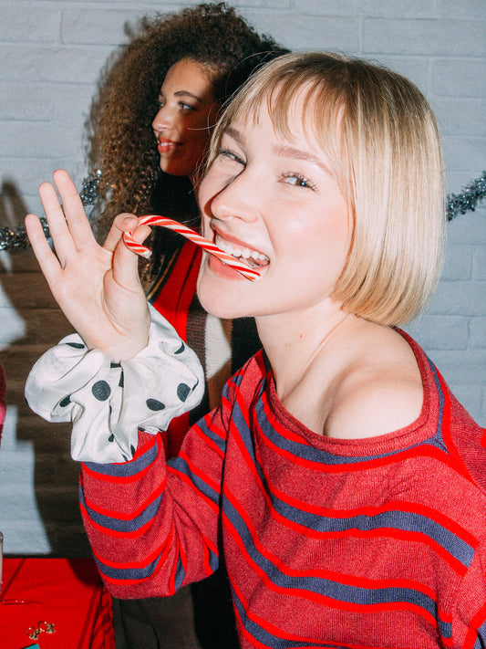 Scrunchie - White Dot