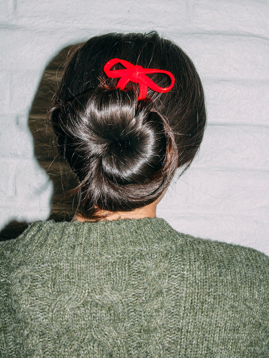 Large Bow Hairpin - Cherry