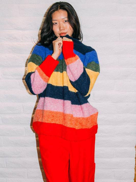 Louise Mockneck Sweater - Rainbow