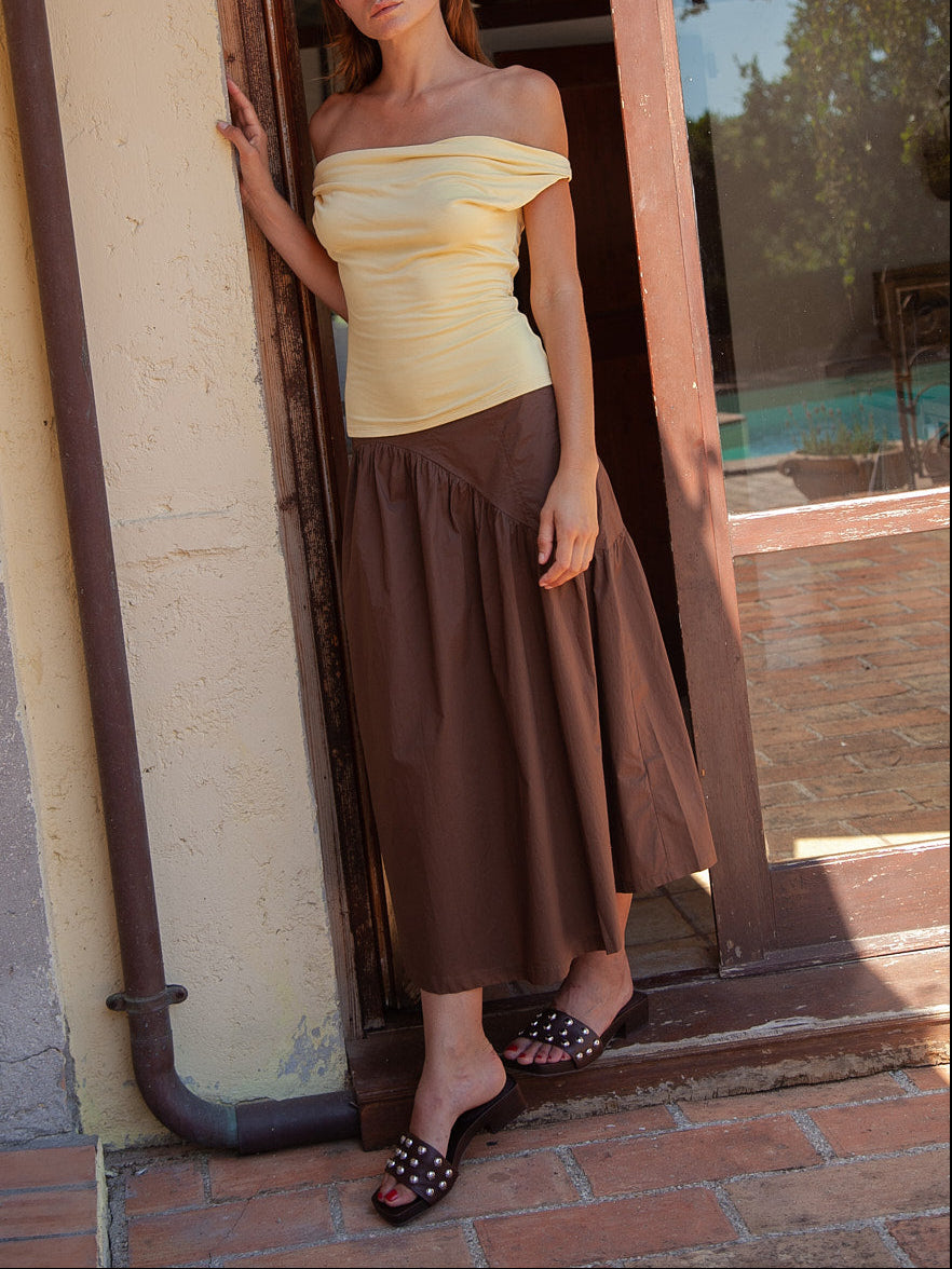 Maeve Midi Skirt - Chocolate – Lisa Says Gah