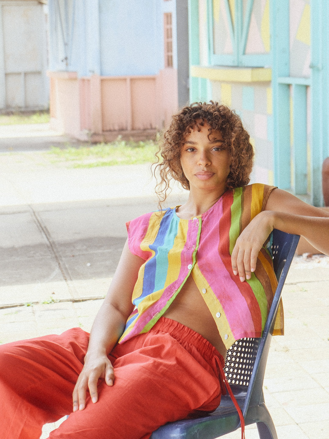 Madeline Top - Sherbert Stripe