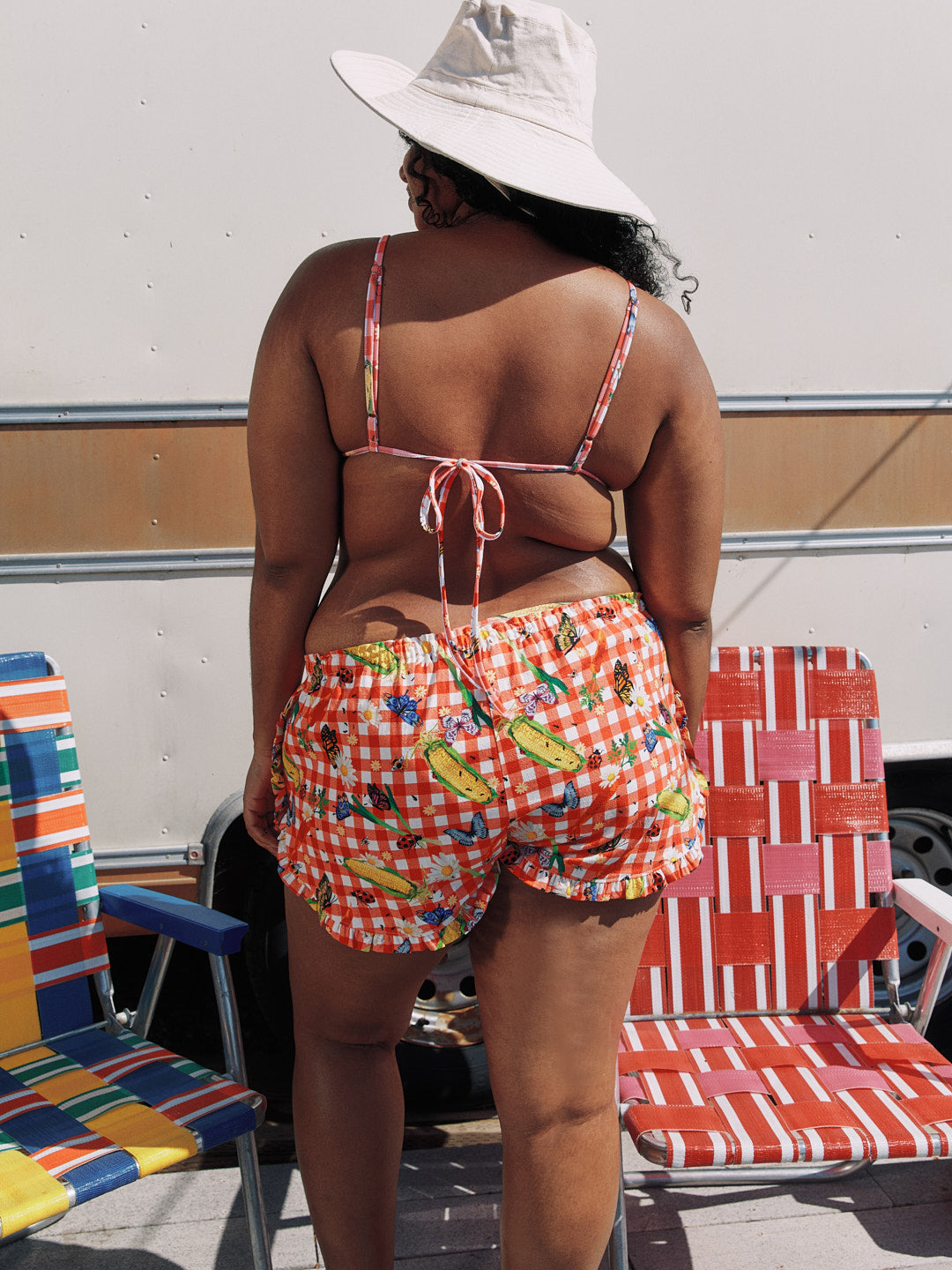 Agatha Short - Garden Critters Gingham